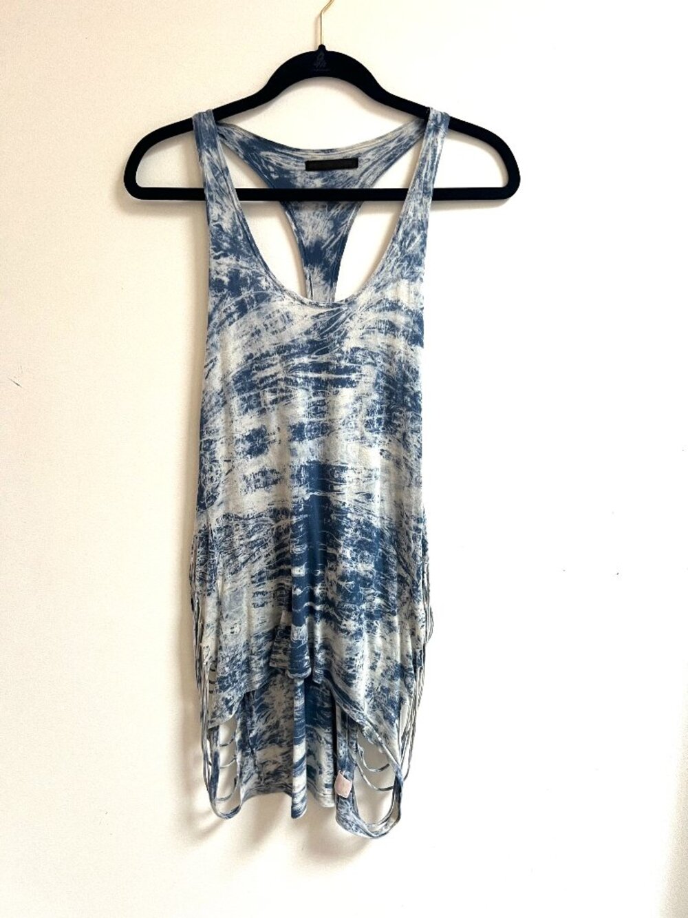 Black Hearts Brigade Acid Wash Distressed Shredded Racerback Tank Top Size S